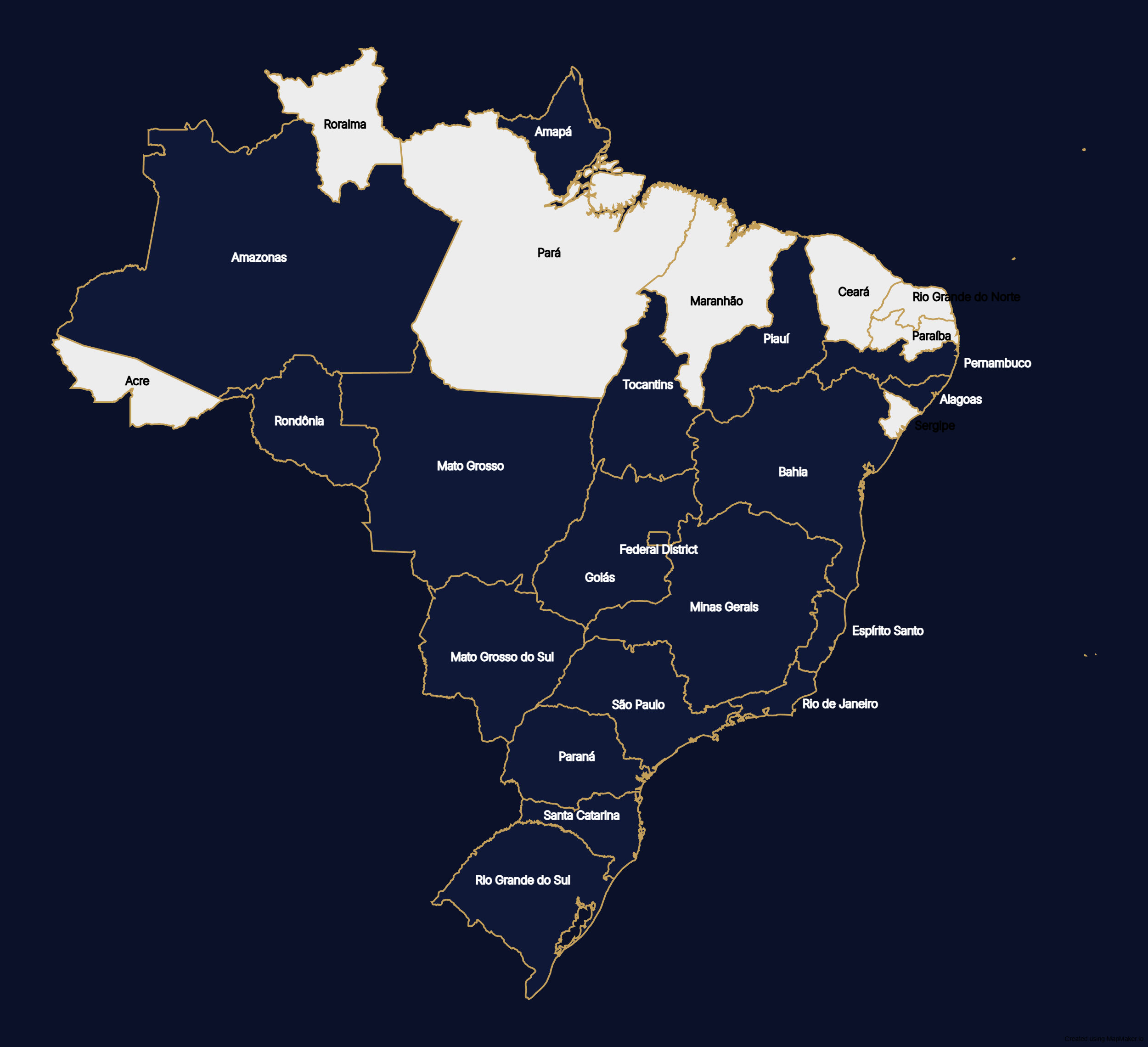 Mapa do Brasil destacando a atuação nacional de Kevin Porto em cursos de tricologia